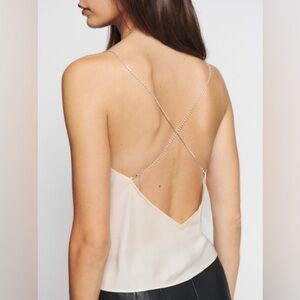 Reformation Indigo Silk Top Fior Di Latte